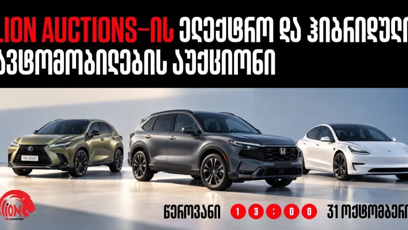 Lion Auctions-ის ელექტრული და ჰიბრიდული ავტომობილების აუქციონი