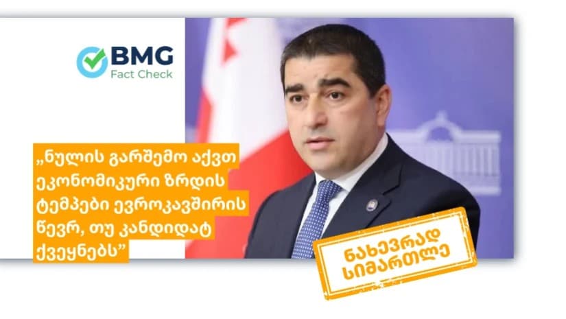 „ევროკავშირის წევრ, თუ კანდიდატ ქვეყნებს ეკონომიკური ზრდა ნულის გარშემო აქვთ’’ - რამდენად ზუსტია შალვა პაპუაშვილის განცხადება?