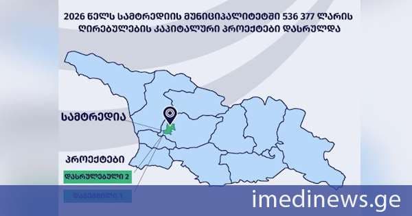 2026 წელს სამტრედიის მუნიციპალიტეტში 536 377 ლარის ღირებულების კაპიტალური პროექტები დასრულდა