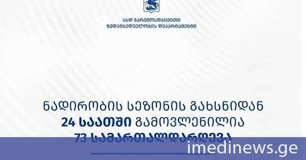 გარემოსდაცვითი ზედამხედველობის დეპარტამენტმა ნადირობის სეზონის გახსნიდან 24 საათში 73 სამართალდარღვევა გამოავლინა