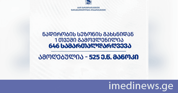 გარემოსდაცვითი ზედამხედველობის დეპარტამენტის თანამშრომლებმა ნადირობის სეზონის გახსნიდან 1 თვეში 646 სამართალდარღვევა გამოავლინეს
